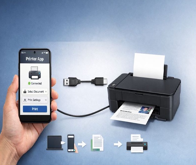 روش و برنامه پرینت با گوشی با کابل